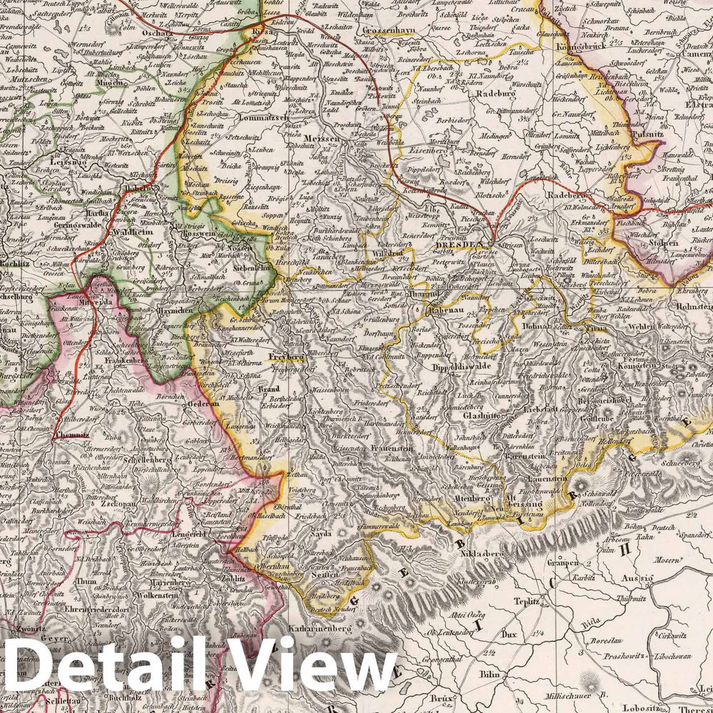 Historic Map : Germany, Saxony , Germany 1846 Koenigreich Sachsen nach den Kreisdirectionen eingetheilt , Vintage Wall Art