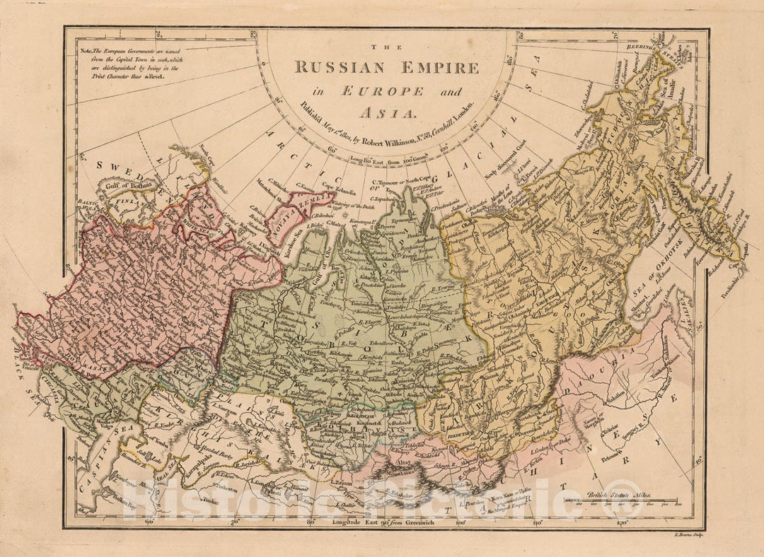 Historic Wall Map : 1801 The Russian Empire in Europe and Asia. v1 - Vintage Wall Art