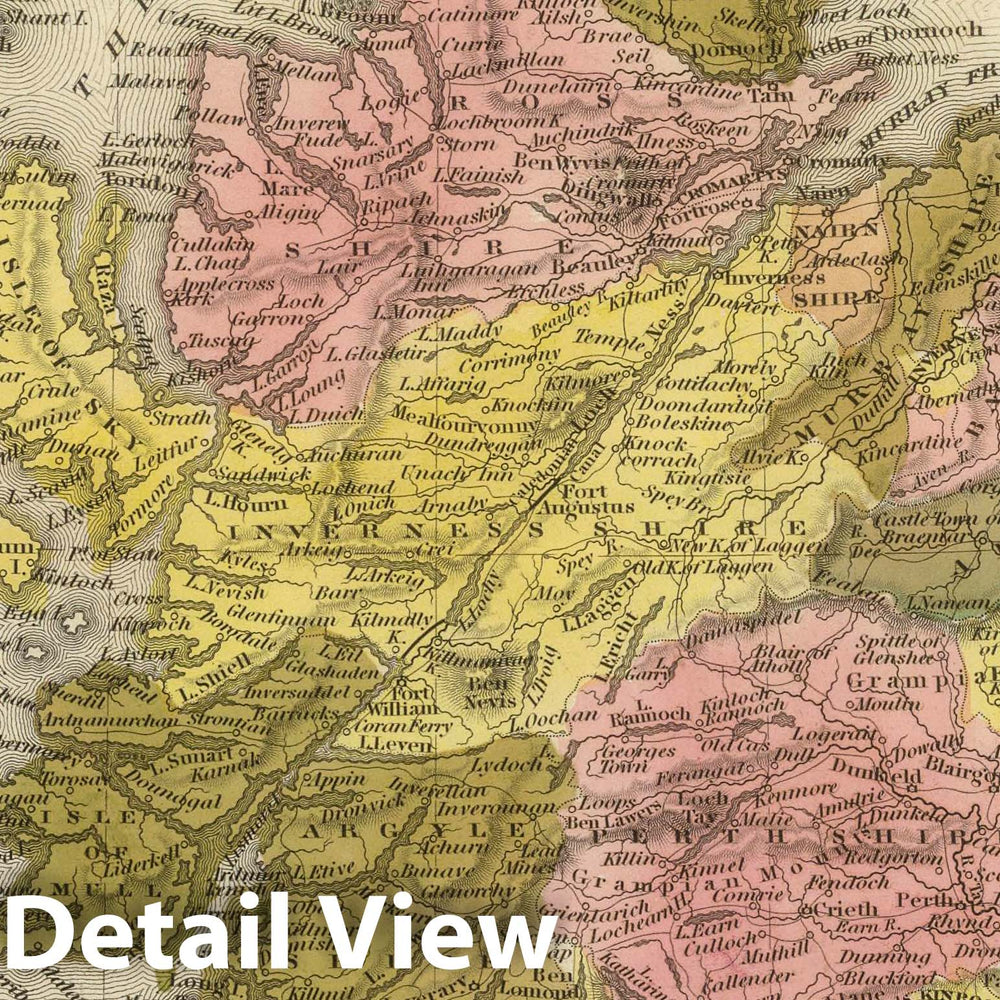 Historic Map : 1845 Scotland. v2 - Vintage Wall Art