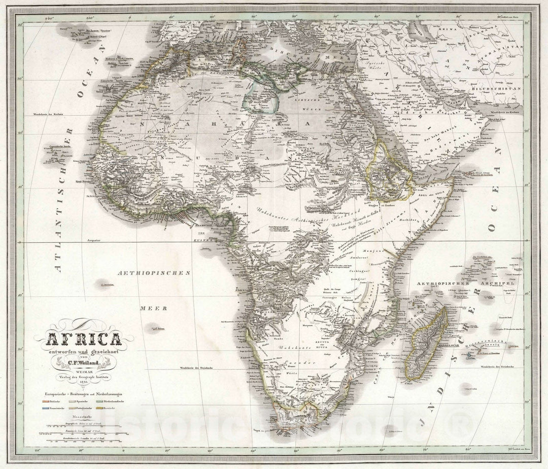 Historic Map : 1841 Africa. v2 - Vintage Wall Art