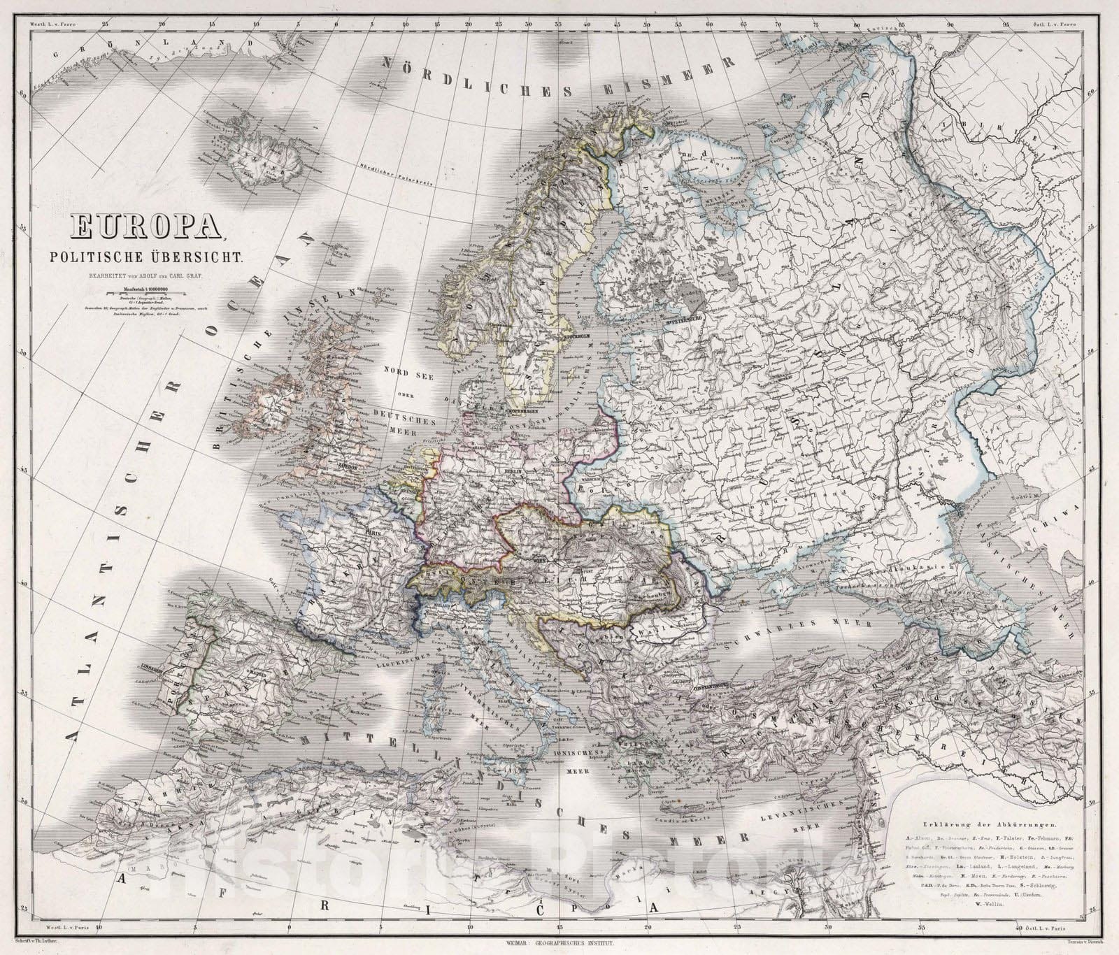 Historic Map : 1875 Europe Political Overview. - Vintage Wall Art