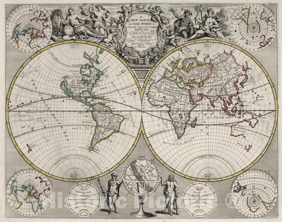 Historic Map : 1721 New Map of the World. - Vintage Wall Art