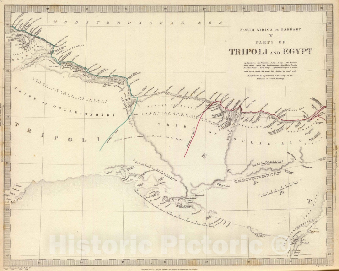 Historic Map : 1837 Tripoli, Egypt. - Vintage Wall Art