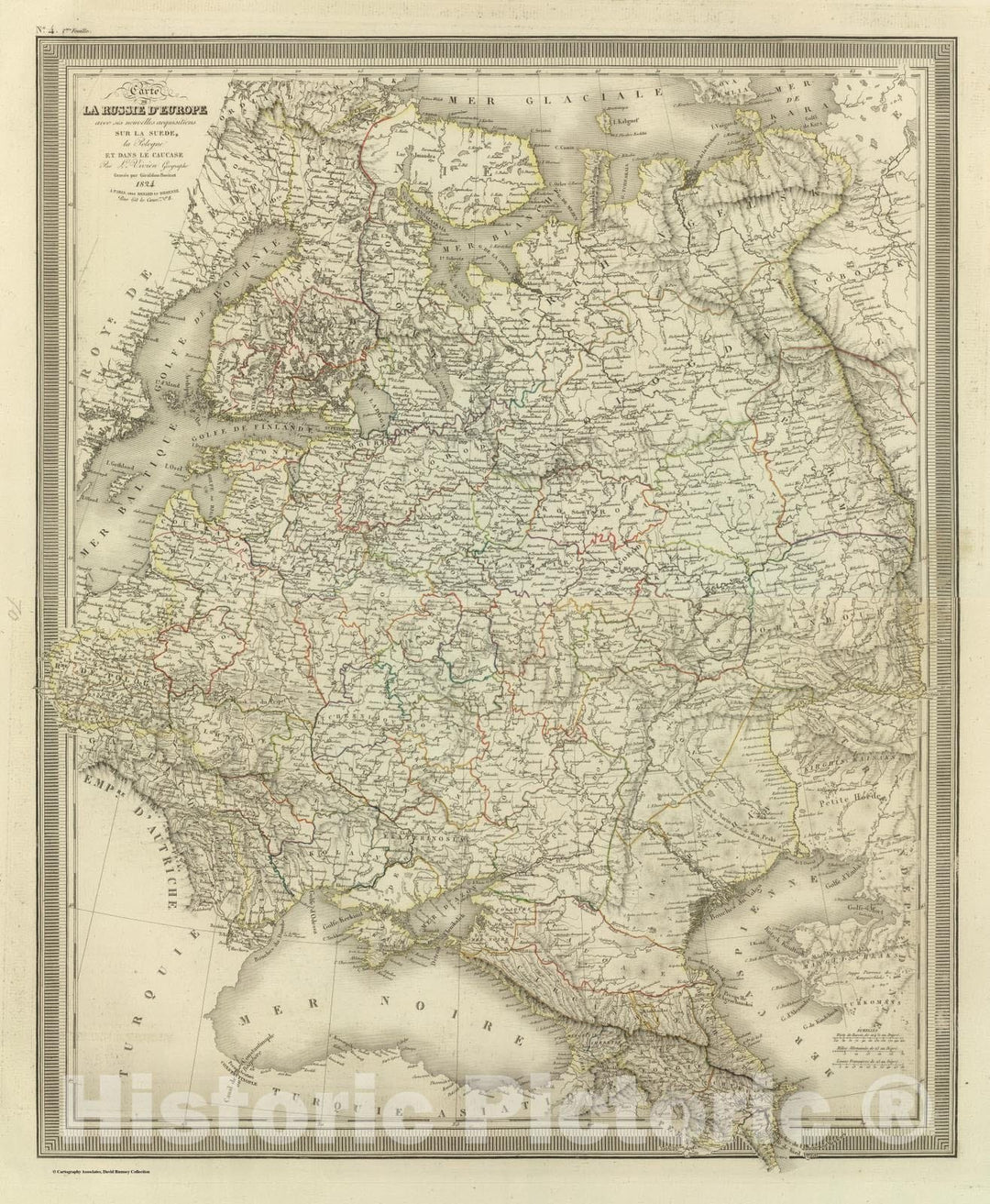 Historic Map : Finland; Russian Federation, 1824 Composite: Carte de La Russie D'Europe. , Vintage Wall Art