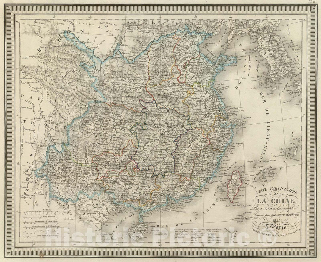 Historic Map : China, 1825 Carte Particuliere de la Chine. , Vintage Wall Art