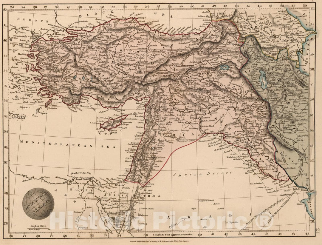 Historic Map : 1825 Asia Minor &c. - Vintage Wall Art