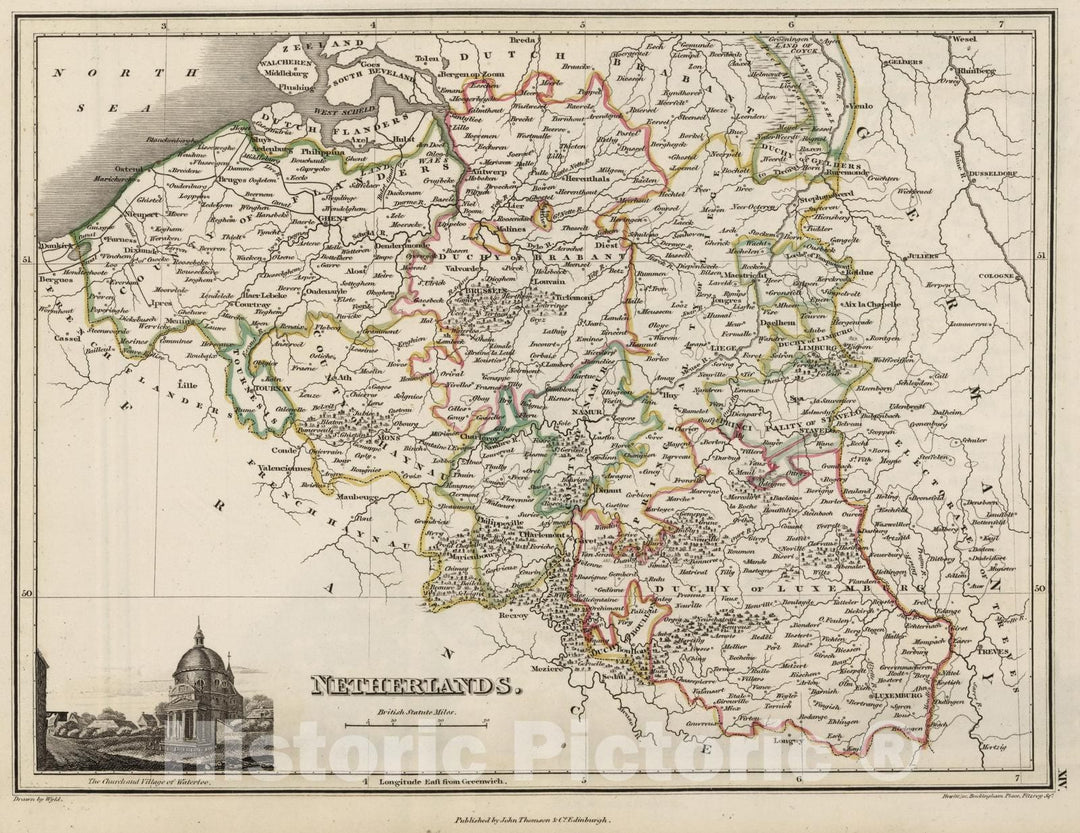 Historic Map : 1824 Netherlands - Vintage Wall Art