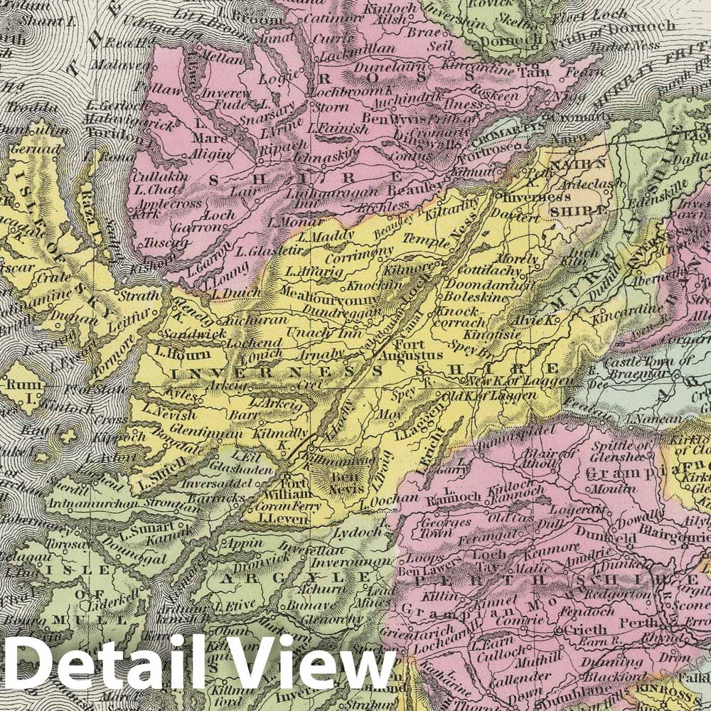 Historic Map : 1855 Scotland - Vintage Wall Art