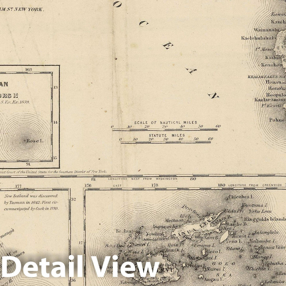 Historic Map : 1866 Hawaii. New Zealand. Fiji. Tonga. Samoa. Society Islands. Marquesas. Galapagos Islands - Vintage Wall Art