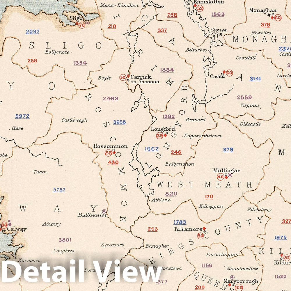 Historic Map : Statistical Atlas - 1881 Ireland to Illustrate the Sanitary Condition of the Country. - Vintage Wall Art