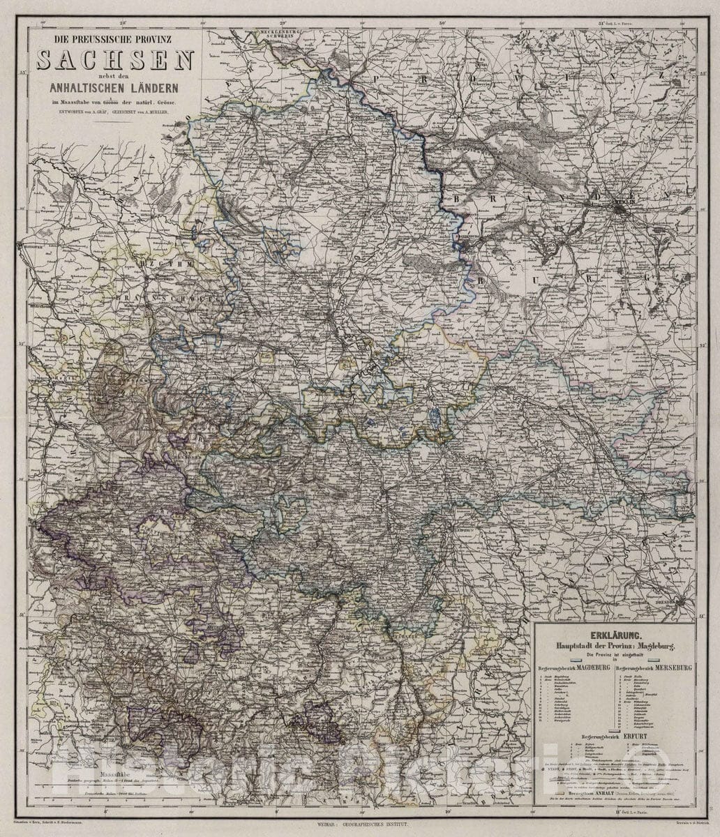 Historic Map : 1875 Saxony, Germany. - Vintage Wall Art