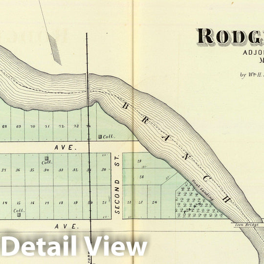 Historic Map : 1878 Rodger's Park, adjoining Spring Lake, Monmouth Co, N.J. - Vintage Wall Art