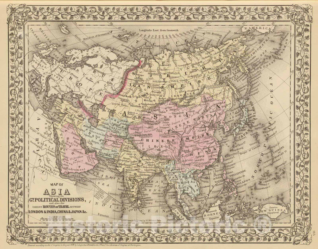 Historic Map : 1880 Asia. v3 - Vintage Wall Art