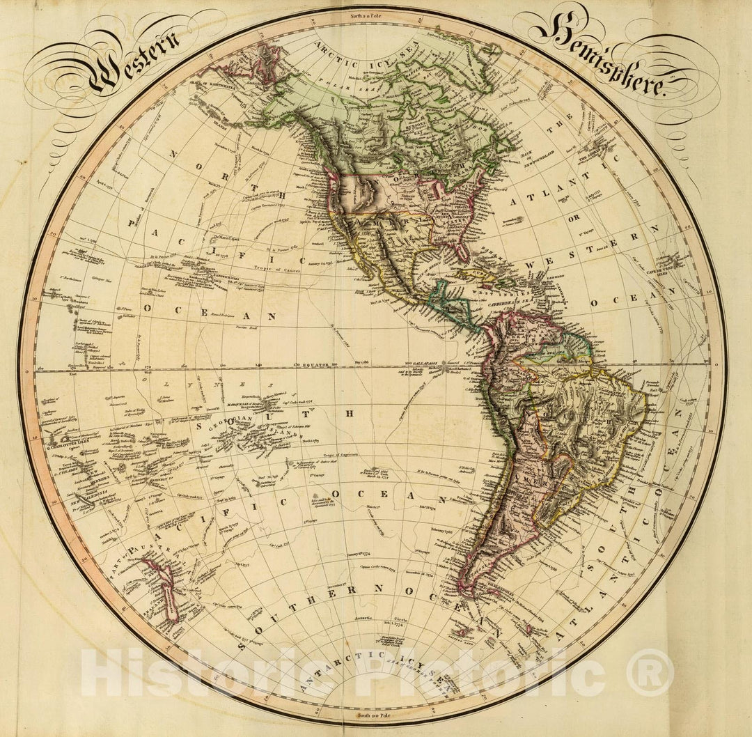 Historic Map : 1831 Western Hemisphere. - Vintage Wall Art