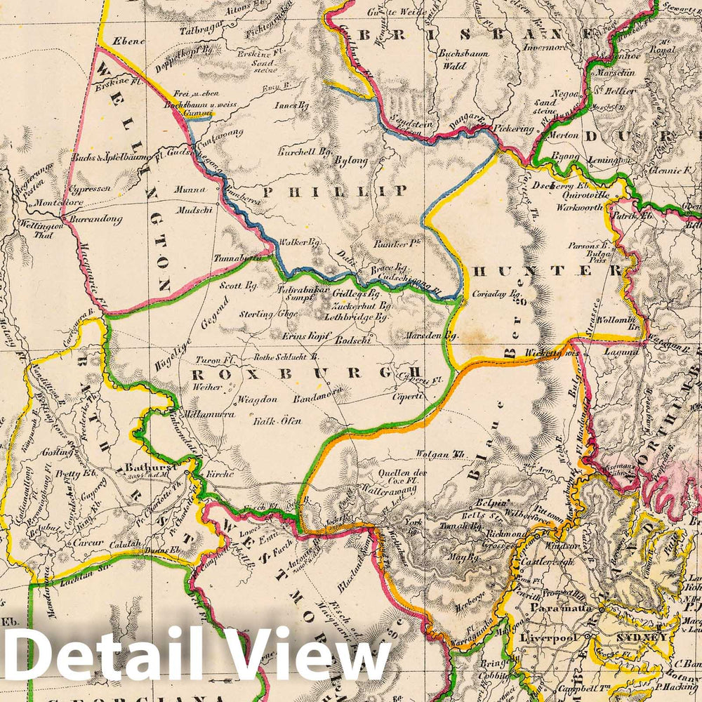 Historic Map : Australia , Sydney (N.S.W.), 1855 Neu Sud-Wales. , Vintage Wall Art