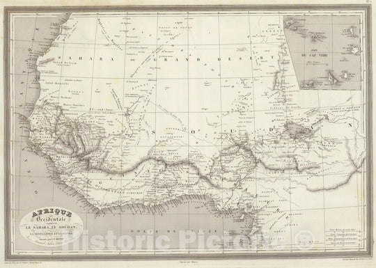 Historic Map : Cameroon; Nigeria, West Africa 1837 Afrique Occidentale. , Vintage Wall Art