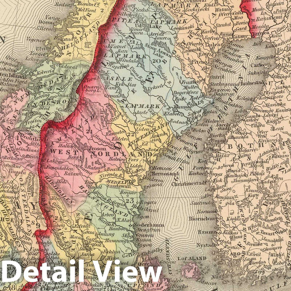 Historic Map : 1859 Sweden & Norway. - Vintage Wall Art