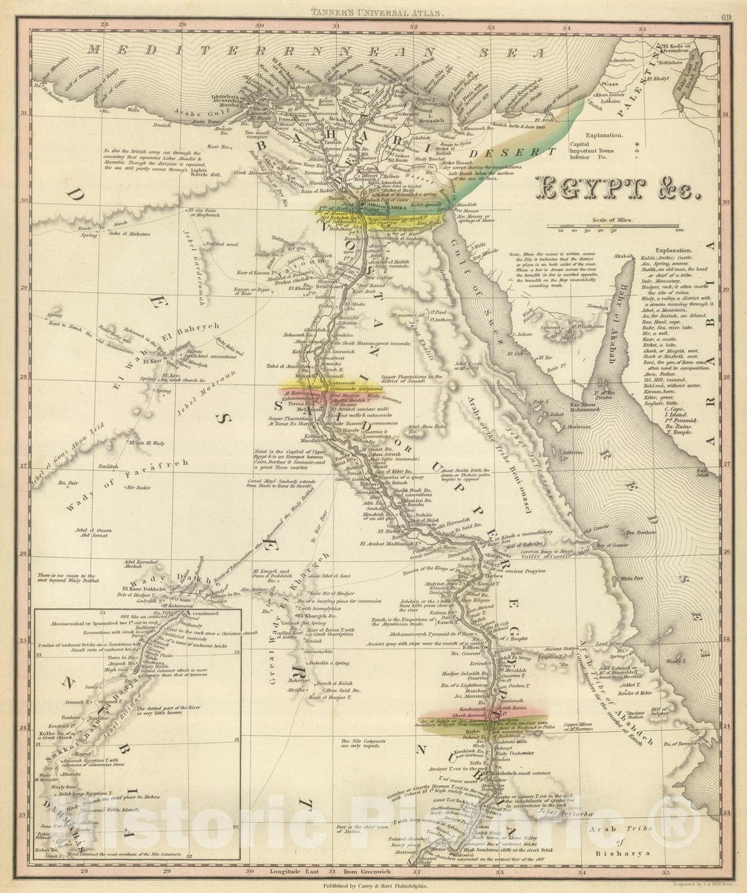 Historic Map : 1845 Egypt &c. - Vintage Wall Art