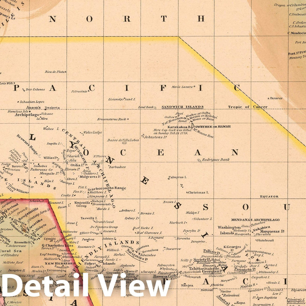 Historic Map : 1849 Oceania or Pacific Ocean - Vintage Wall Art