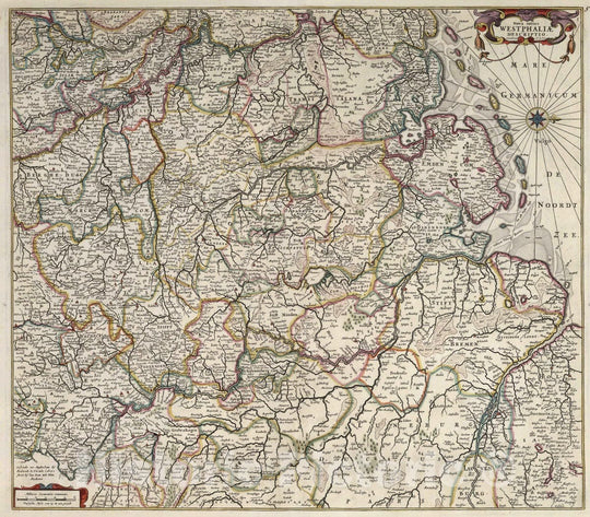 Historic Map : Wesphalia , Germany 1682 Nova totius Westphalia Descriptio. , Vintage Wall Art