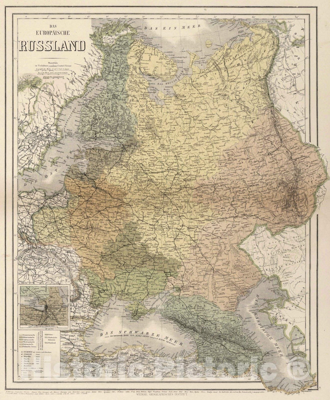 Historic Map : 1886 European Russia. - Vintage Wall Art