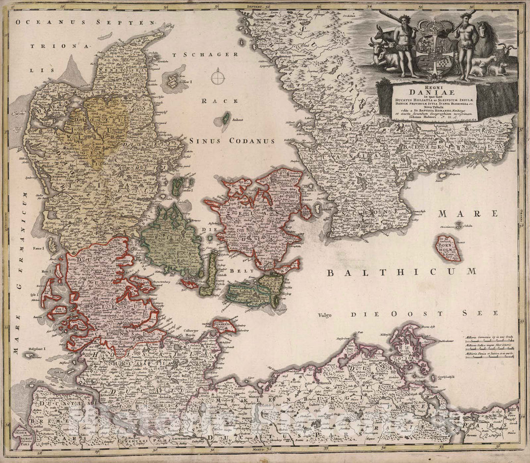 Historic Map : Denmark, 1788 Regni Daniae. , Vintage Wall Art