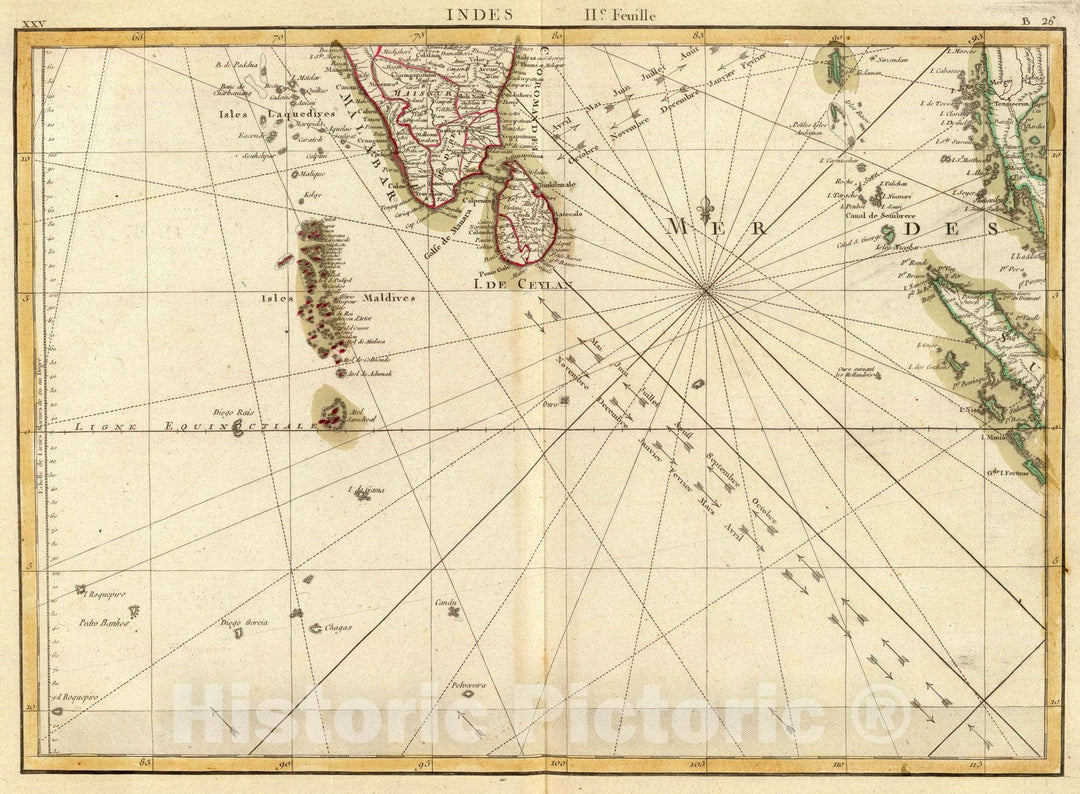 Historic Map : India; Sri Lanka, South Asia 1771 Indes II. , Vintage Wall Art