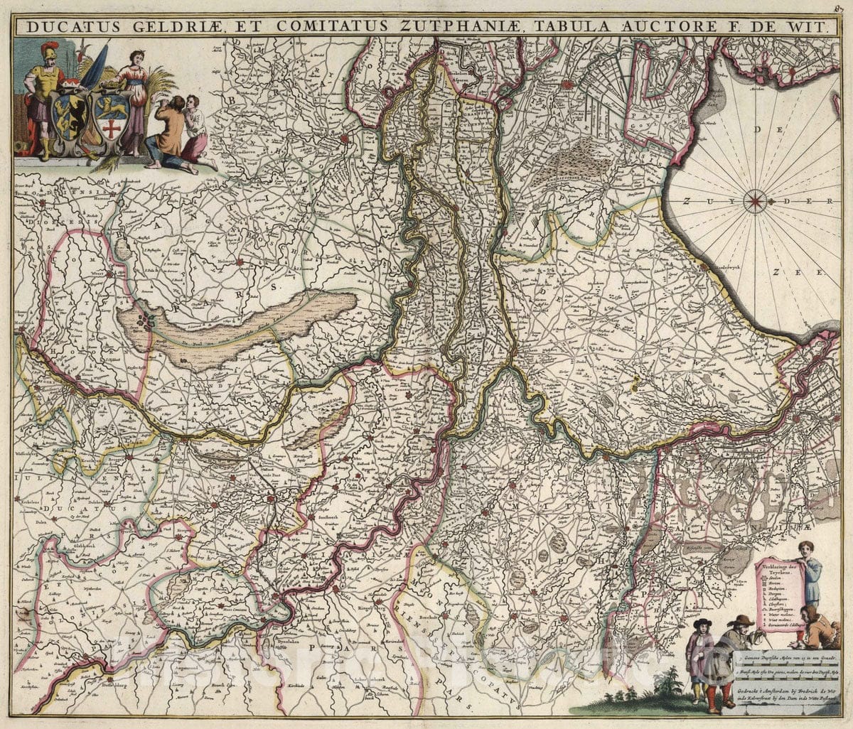 Historic Map : Netherlands, 1682 Ducatus Geldriae et Comitatus Zutphaniae. , Vintage Wall Art