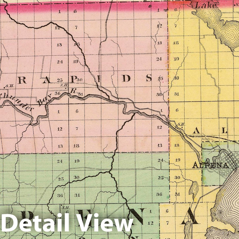 Historic Map : 1873 (Map of Alpena County, Michigan) - Vintage Wall Art