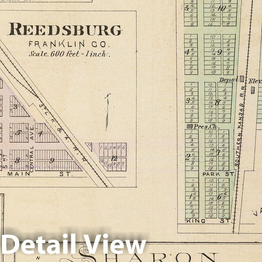 Historic Map : 1887 Wellsville, Emmerson, Reedsburg, Princeton, Lake City, Sharon and Mingona. - Vintage Wall Art