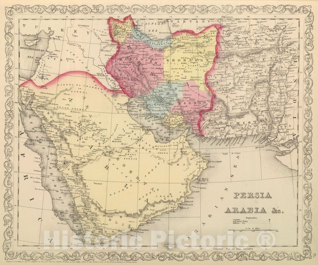 Historic Map : 1859 Persia, Arabia, c. - Vintage Wall Art