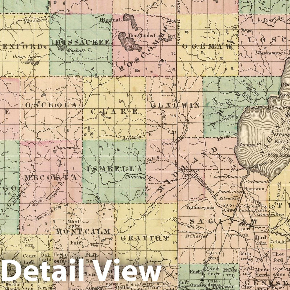 Historic Map : National Atlas - 1857 Michigan. - Vintage Wall Art