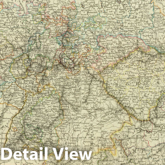 Historic Map : Czech Republic; Germany, 1824 Composite: Carte Generale des Etats composant La Confederation Germanique. , Vintage Wall Art