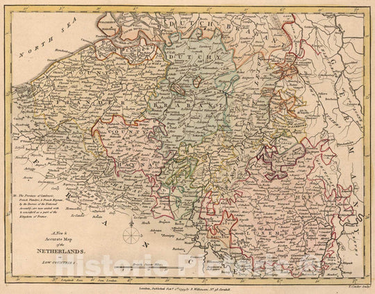 Historic Map : 1799 A New and Accurate Map of the Netherlands or Low Countries (Belgium). v2 - Vintage Wall Art