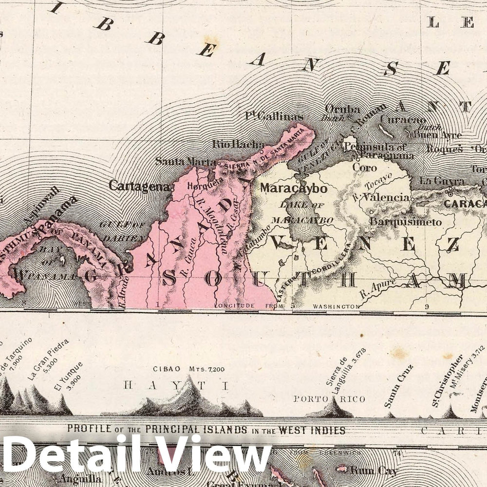 Historic Map : 1858 West Indies, Cuba, Hayti, and Jamaica. - Vintage Wall Art