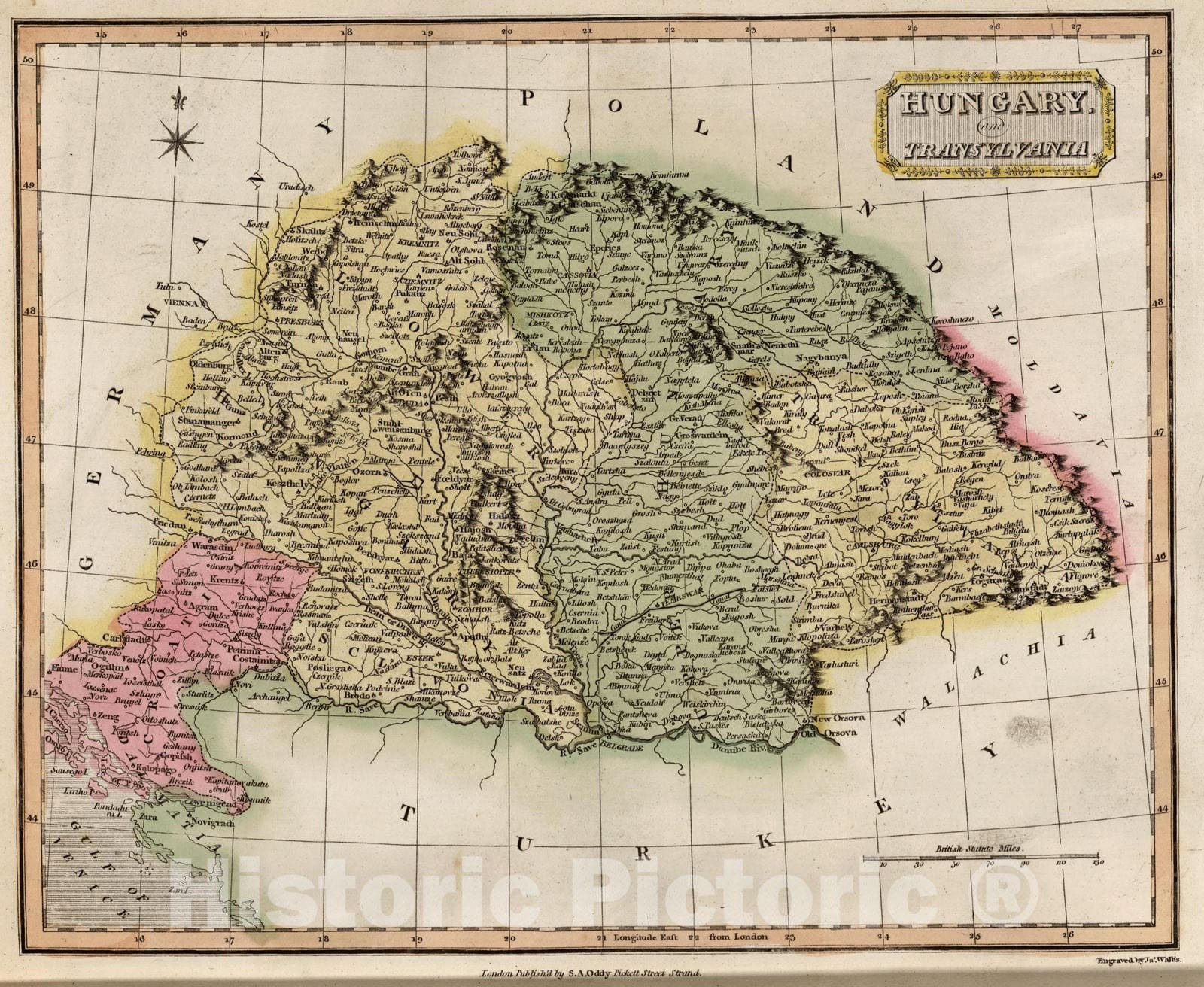 Historic Map : 1811 Hungary and Transylvania. - Vintage Wall Art