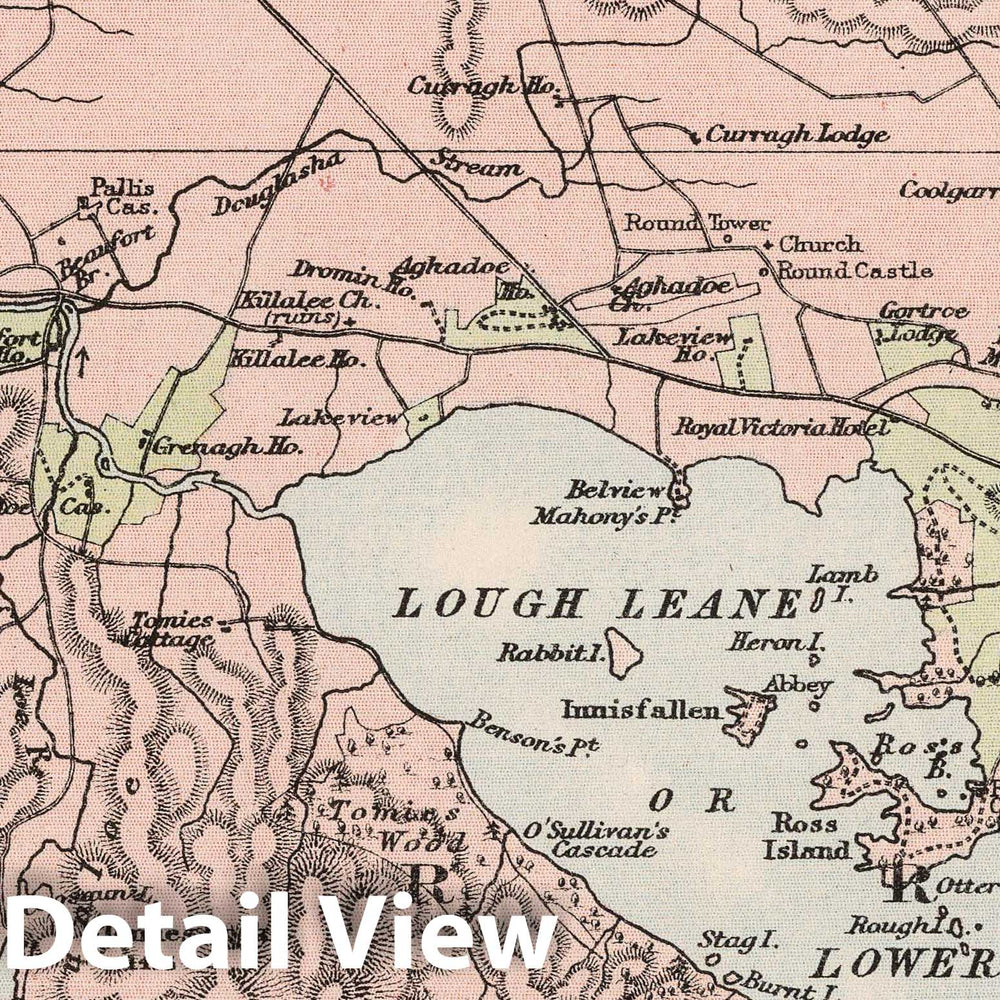 Historic Map : 1906 Dublin, Lake District (Killarney), Cork to Blarney. - Vintage Wall Art