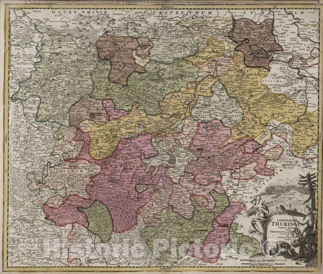 Historic Map : Germany, 1788 Thuringiae. , Vintage Wall Art