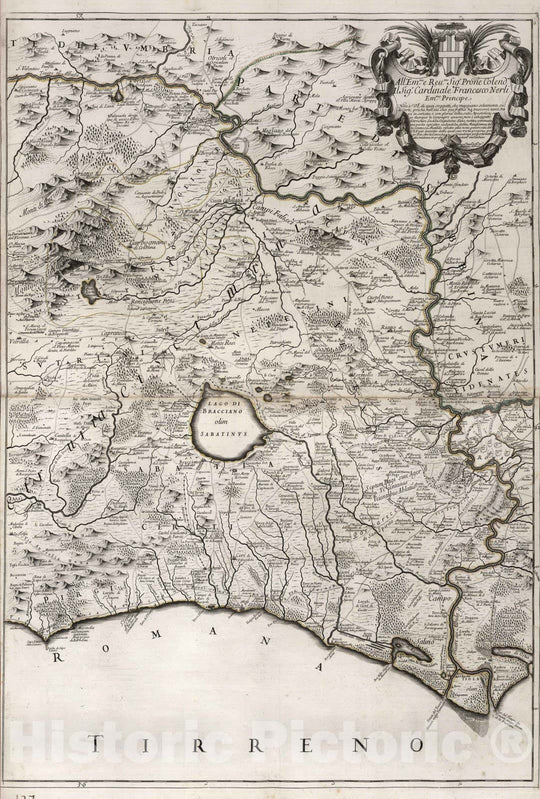 Historic Map : Italy, , Europe 1696 Patrimonio di S. Pietro, olim Tuscia Suburbicaria. Map 126-127 , Vintage Wall Art