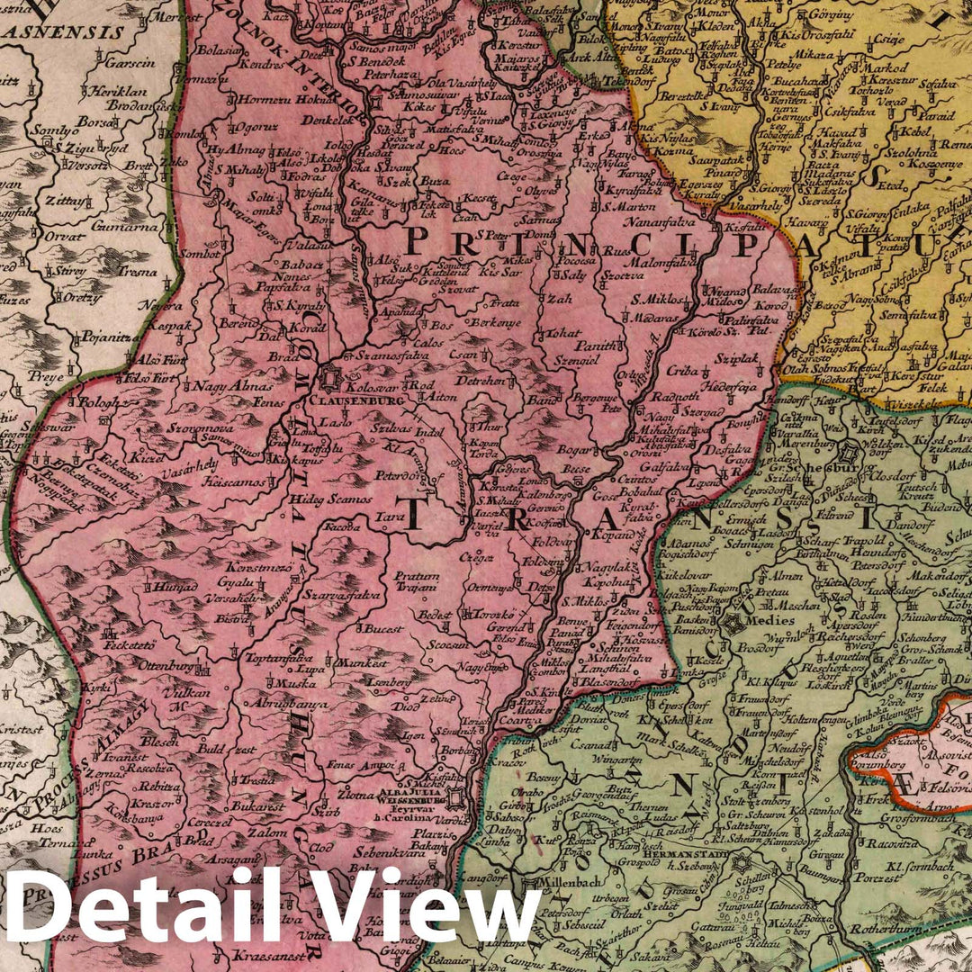 Historic Map : Romania, Transylvania (Romania) 1788 Principatus Transilvania. , Vintage Wall Art