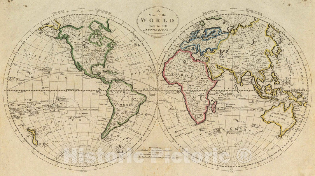 Historic Map : 1814 Map of the World. - Vintage Wall Art