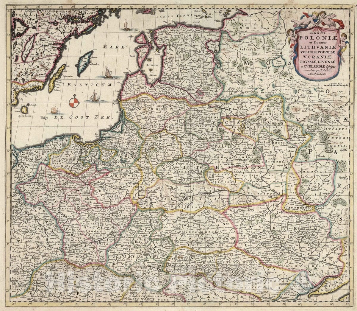 Historic Map : Poland, 1682 Regni Poloniae et Ducatus Lithuaniae. , Vintage Wall Art