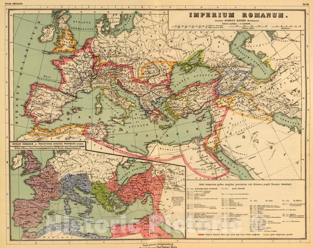 Historic Map : Rome, Eastern Hemisphere 1903 Imperium Romanum. , Vintage Wall Art