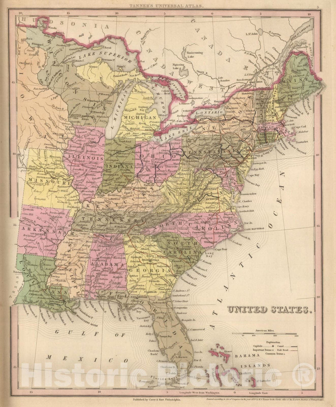 Historic Map : 1845 United States. v2 - Vintage Wall Art