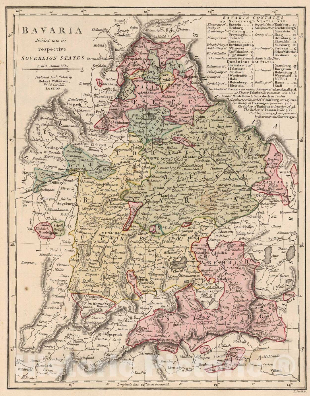 Historic Map : 1806 Bavaria, (Southern Germany). v2 - Vintage Wall Art