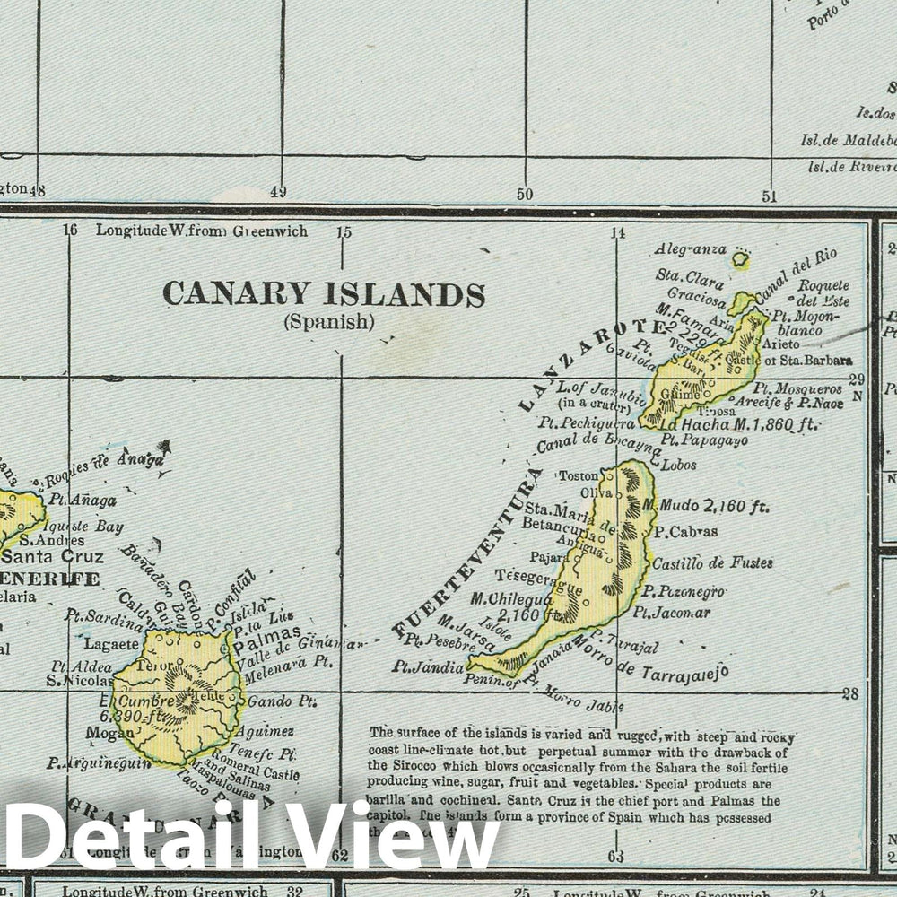 Historic Map : 1901 Islands in the Atlantic Ocean. - Vintage Wall Art