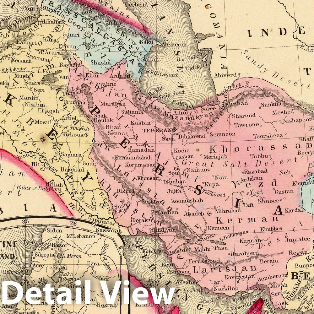 Historic Map : 1870 Persia, Turkey, Afghanistan, Beloochistan. - Vintage Wall Art