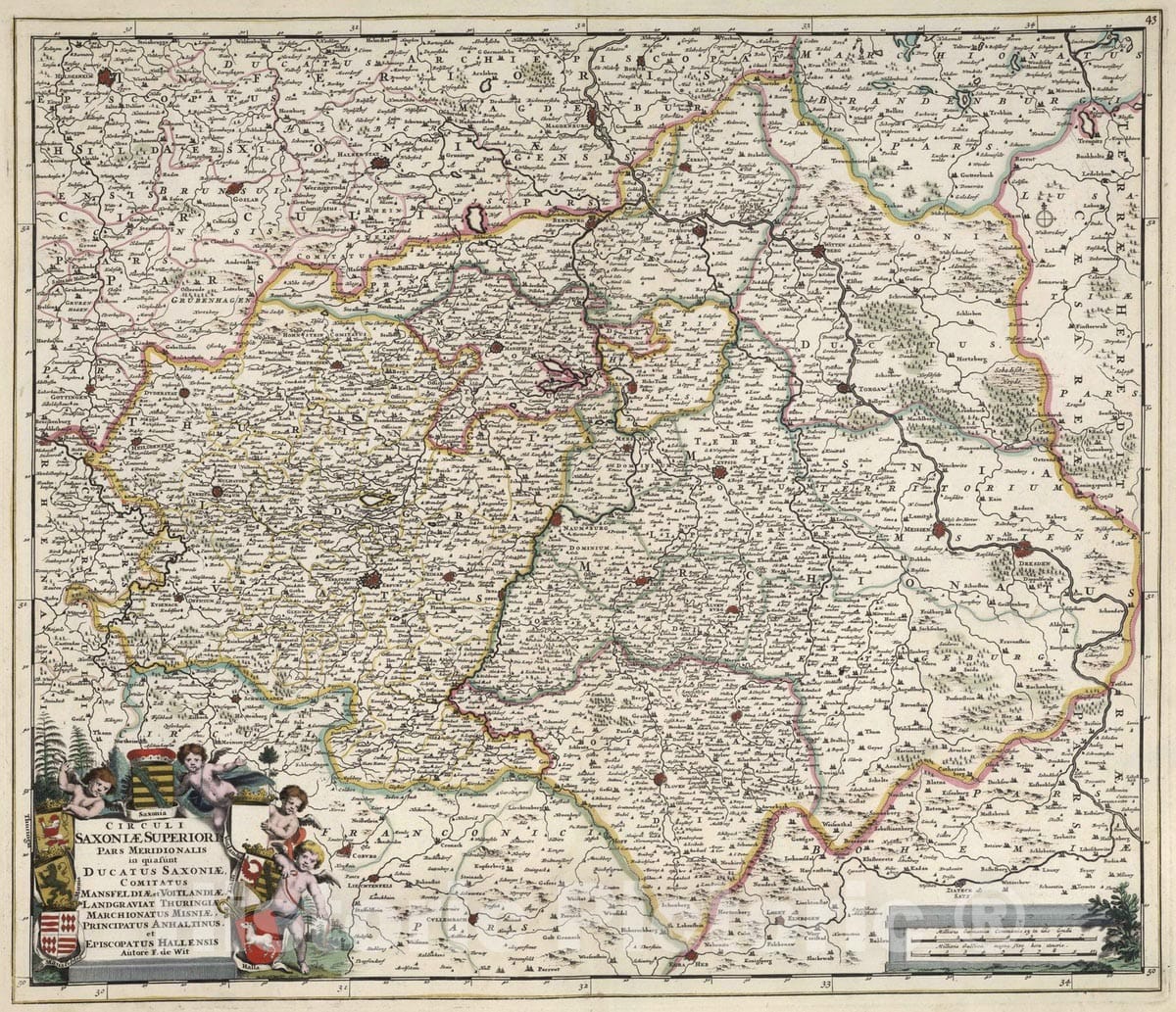 Historic Map : Upper Saxony , Germany 1682 Circuli Saxoniae Superioris Pars Meridionalis in qua sunt Ducatus Saxonie. , Vintage Wall Art