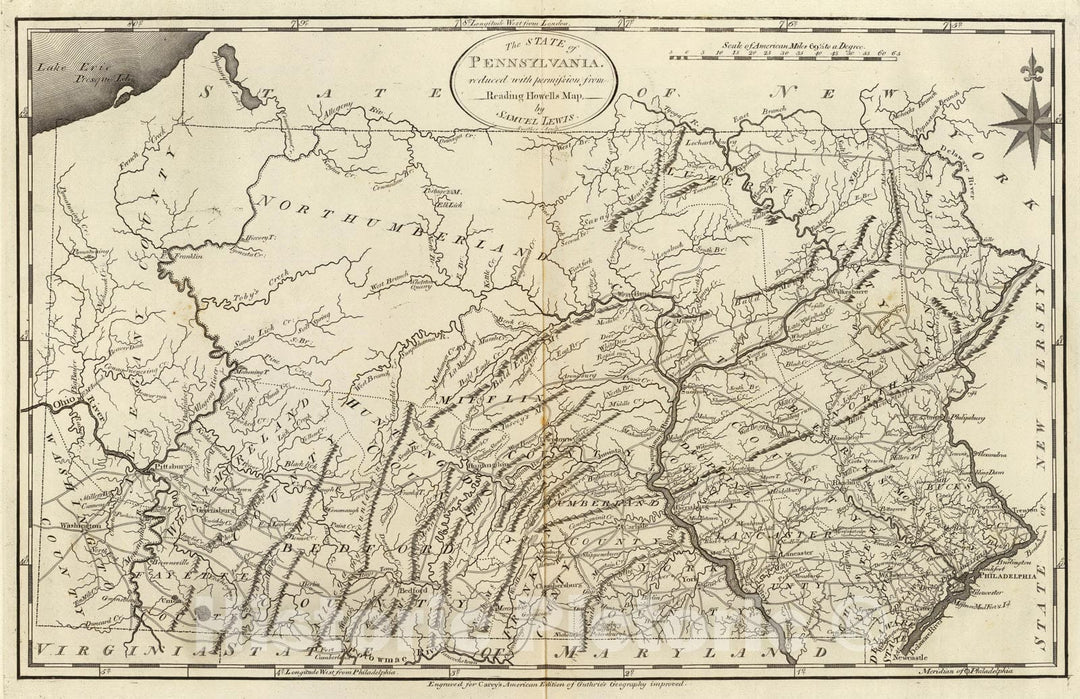 Historic Map - World Atlas - 1796 State of Pennsylvania. - Vintage Wall Art