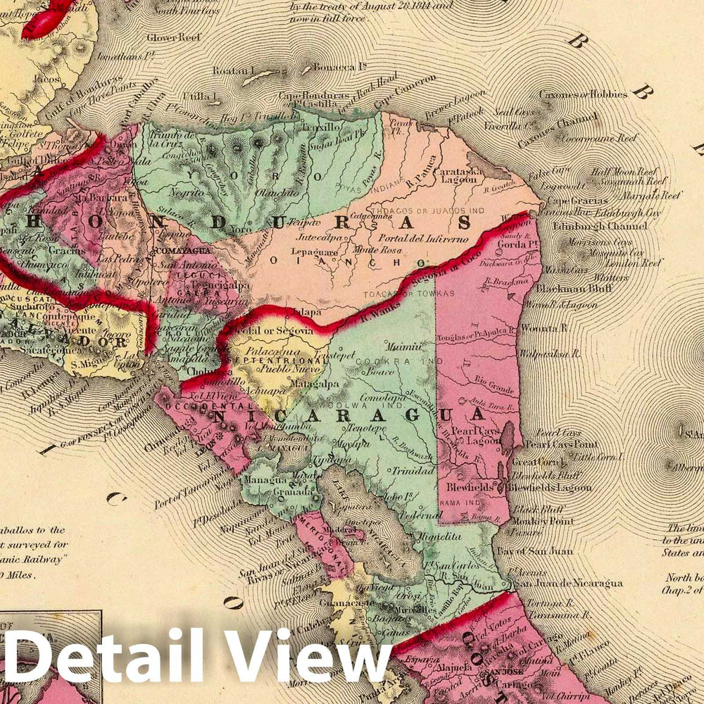 Historic Map : 1860 Central America. - Vintage Wall Art